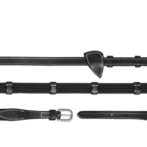 DY'ON 5/8 WEB REINS WITH 9 LEATHER LOOPS WORKING BY D'YON Nero REDINI