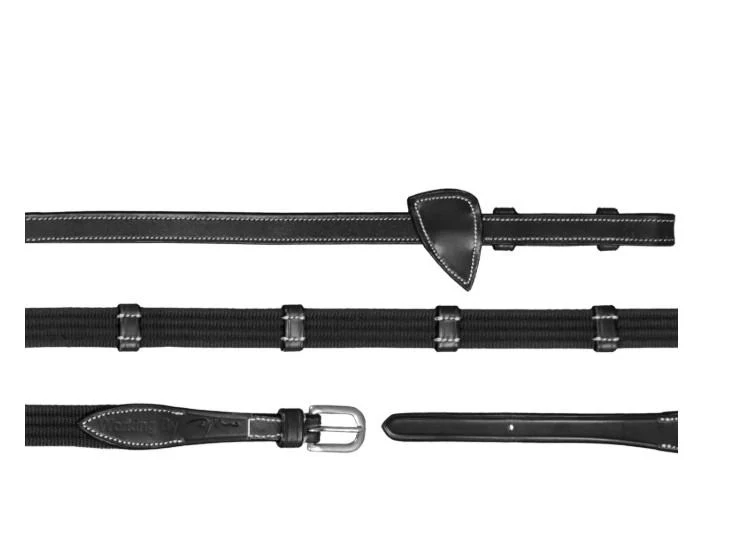 DY'ON 5/8 WEB REINS WITH 9 LEATHER LOOPS WORKING BY D'YON Nero REDINI