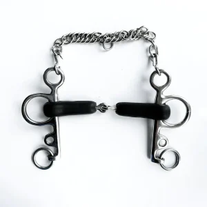 EQUINE HORSE Pelham spezzato in 2 in gomma leva lunga INOX imboccatura per equitazione (30MA-#46)