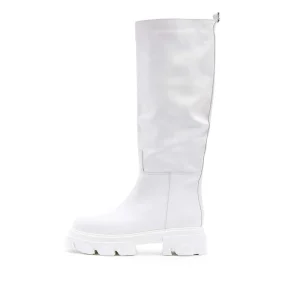 Stivali Alti In Vitello Donna Bianco