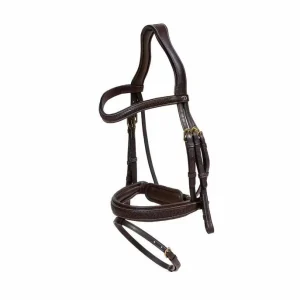 DY'ON PLAITED FLASH NOSEBAND BRIDLE WITH PULL BACK D COLLECTION Marrone TESTIERE