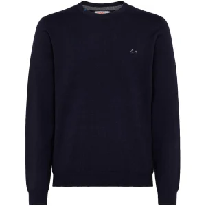 Pull Over Round Solid Uomo Navy Blue