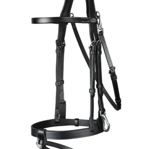 DY'ON FLAT LEATHER BRIDLE WITH SNAP HOOKS WORKING BY D'YON Nero BRIGLIE