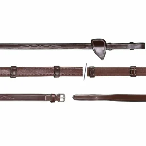 DY'ON 5/8 HUNTER REINS WITH 7 LEATHER LOOPS US COLLECTION Marrone REDINI