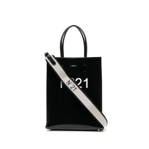 Shopping Bag Piccola In Ecopelle Con Logo Donna Black