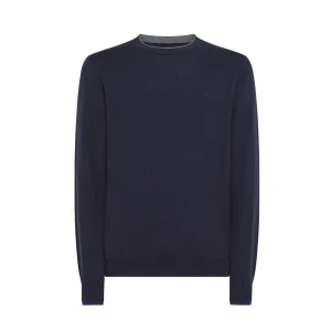 Pull A Costine In Lana Uomo Blu Navy
