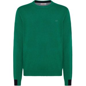Pullover Polsini Colorati Uomo Verde Prato
