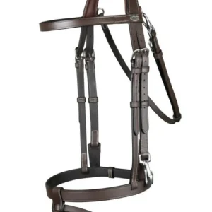 DY'ON FLAT LEATHER BRIDLE WITH SNAP HOOKS WORKING BY D'YON Marrone BRIGLIE
