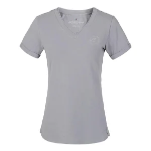 KINGSLAND T-SHIRT DONNA MANICA CORTA COLLO A V MOD.KLOVELIA Grigio abbigliamento da equitazione