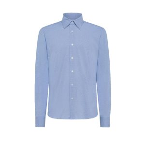 Camicia Oxford Jacquard Uomo Celeste
