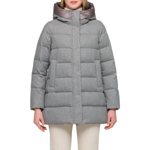 Piumino In Lana Lungo Con Zip Laterali