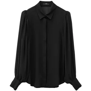 Camicia Semitrasparente Con Maniche A Sbuffo