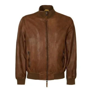 Bomber Slim Nappa Uomo Cognac