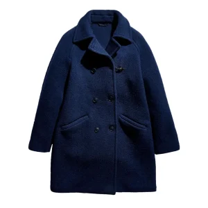 Cappotto Over In Lana Donna Blu Notte Scuro