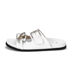 Sandali Con Fibbia In Pelle Donna Bianco