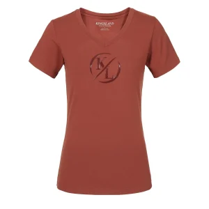 KINGSLAND T-SHIRT DONNA MANICA CORTA COLLO A V MOD.KLOLANIA Marrone abbigliamento da equitazione