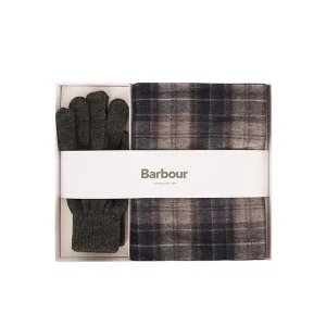 Barbour Gift Set Tartan Sciarpa E Guanti Black