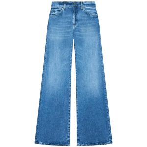 Jeans Amber Wide Leg In Denim Stretch Cotone E Lyocell