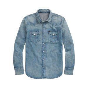 Camicia Western In Denim Slub