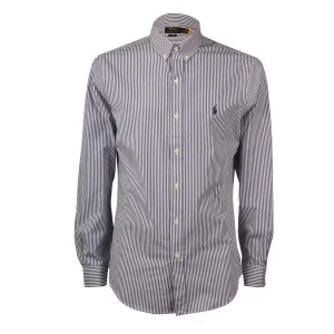 Camicia Popeline Slim Fit Bacchetta Uomo Navy/White