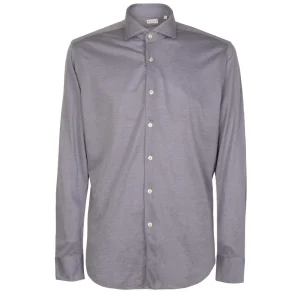 Camicia In Misto Cotone Uomo Blu