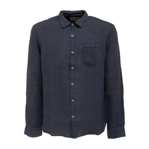 Camicia Braiden In Lino Colletto Classico Uomo Blu