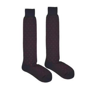 Calze Lunghe Con Cuoricini Uomo Blu Rosso