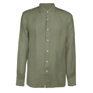 Camicia In Lino Collo Francese Uomo Militare