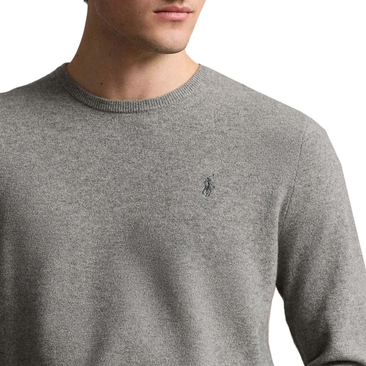 Pullover Lambswool Uomo Fawn Grey Heather - immagine 8