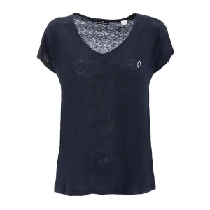 T-shirt Da Donna In Linio Con Scollo A V Mascheroni Blu
