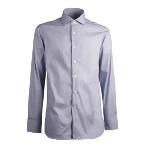 Camicia Rigata Collo Francese Uomo Blu