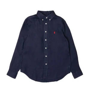 Camicia In Lino Bambino Navy
