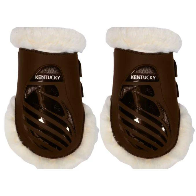 KENTUCKY VEGAN SHEEPSKIN FETLOCK BOOTS ELASTIC KENTUCKY Marrone protezioni arti cavallo