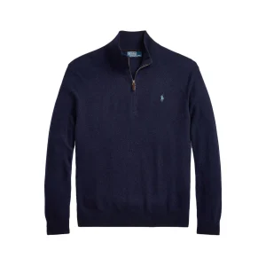 Pullover Mezza Zip In Lana Merino Uomo Hunter Navy