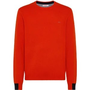 Pullover Polsini Colorati Uomo Arancione