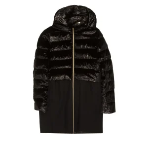 Cappotto In Piuma Panno Misto Lana Bimba Nero