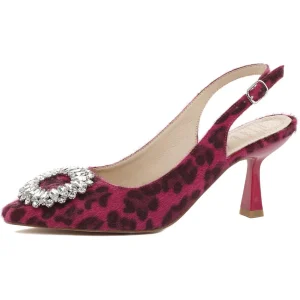 Scarpe Slingback Con Fibbia Gioiello Donna Fuxia