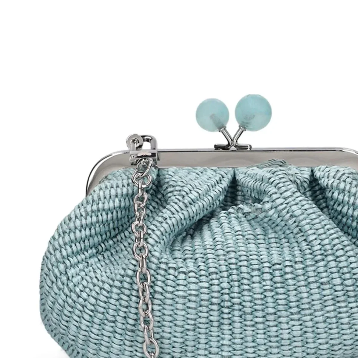 Borsa Pasticcino Palmas In Raffia Piccola Donna Cielo - immagine 4