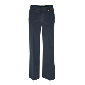 Pantalone In Velluto Donna Blu Navy
