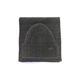 Barbour Gift Set Crimdon Berretto E Sciarpa Green