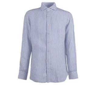 Camicia Rigata Uomo Bianco Blu