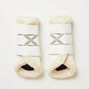 KINGSLAND STINCHERE DA DRESSAGE PROTETTIVE CON PELO Bianco abbigliamento da equitazione