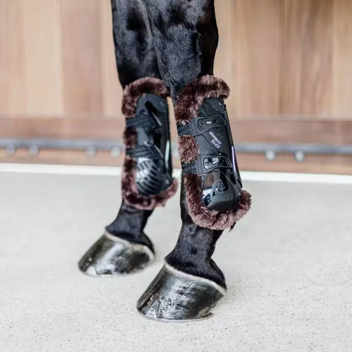 Stinchiere Vegan Sheepskin Tendon Boots Bamboo Elastic Kentucky Nero/Marrone - immagine 5