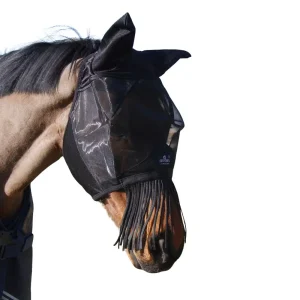 KENTUCKY FLY MASK CLASSIC WITH EARS & NOSE TASSELS KENTUCKY Nero cuffie antirumore - antimosche