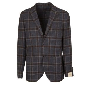 Giacca U. 2 Bott. Tasca Appl. Check Cot. Mano Cashmere L.B.M