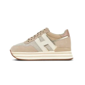 Sneakers H483 Midi Platform Donna Beige Naturale