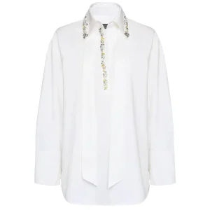 Camicia In Popeline Con Cristalli