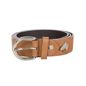 EMMEDI Cintura Pelle Con Testa Cavallo 3 cm Cuoio - cintura in pelle per abbigliamento equestre