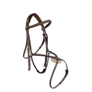 CWD TESTIERA CUOIO C/RICAMO+REDINI GOMMA CWD DARK BROWN testiera per filetto con redini 09CWBR08FHSP+RE04HSP