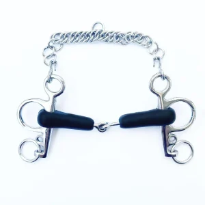 EQUINE HORSE Pelham spezzato in 2 in gomma leva corta INOX imboccatura per equitazione (30MA-#47GOMMA)